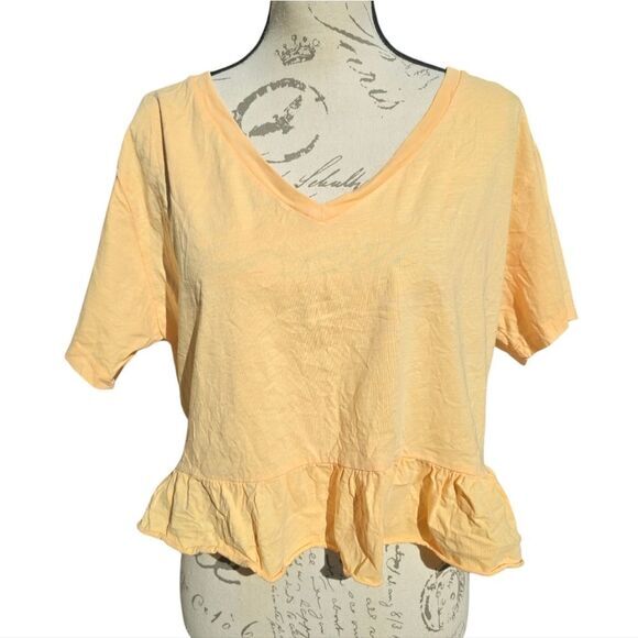 Wild Fable -1680 NWT Peplum Crop Top in Light Orange Medium - Picture 2 of 7